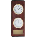 4.75"x12.25"x1.5" Rosewood Clock & Thermometer